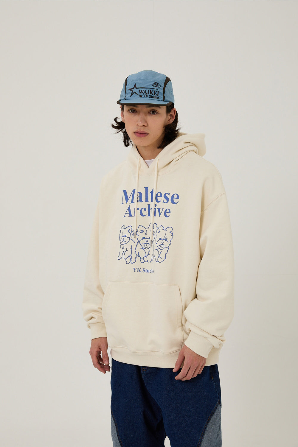 WAIKEI -  Maltese archive line graphic hood IVORY