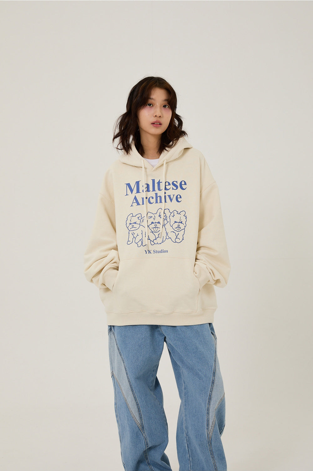 WAIKEI Maltese Archive Line Graphic Hoodie (Ivory