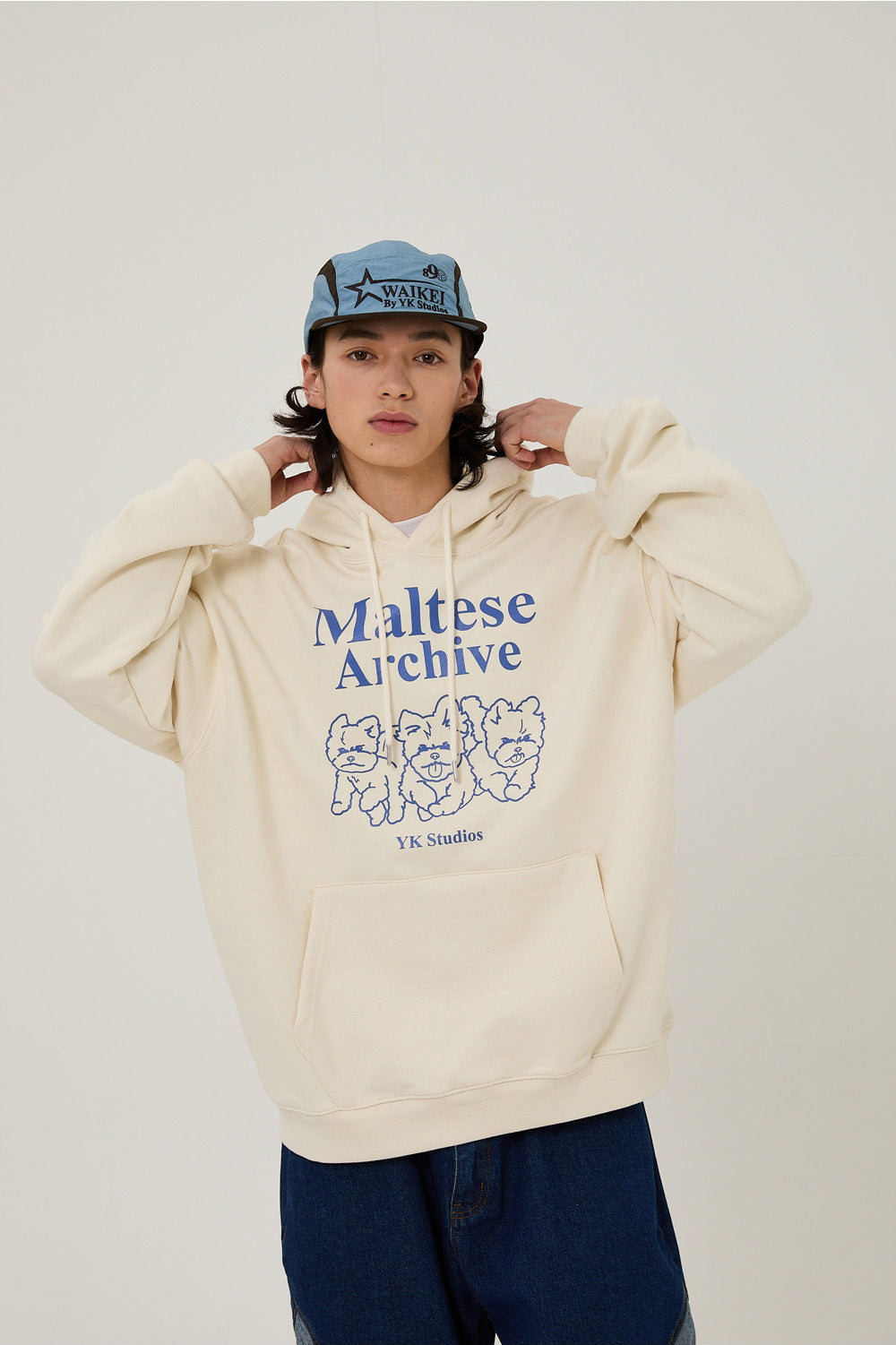 WAIKEI -  Maltese archive line graphic hood IVORY