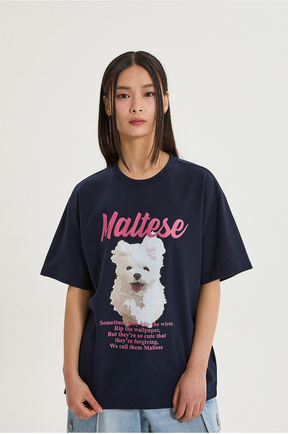 WAIKEI -  GOOREUM illustration half Sleeve T-shirt NAVY