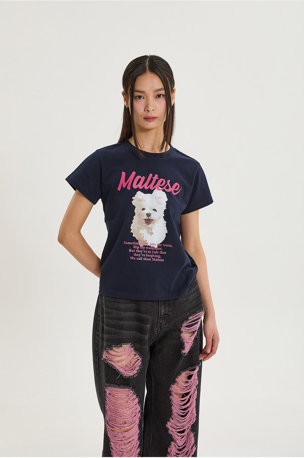 WAIKEI -  GOOREUM illustration half Sleeve T-shirt NAVY