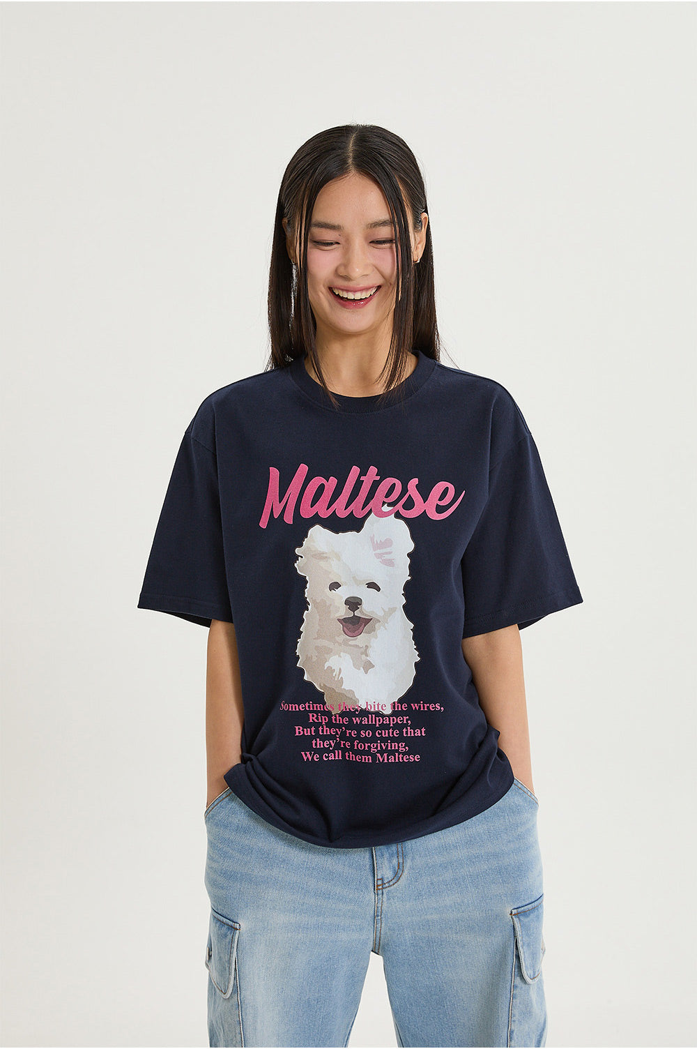 WAIKEI -  GOOREUM illustration half Sleeve T-shirt NAVY