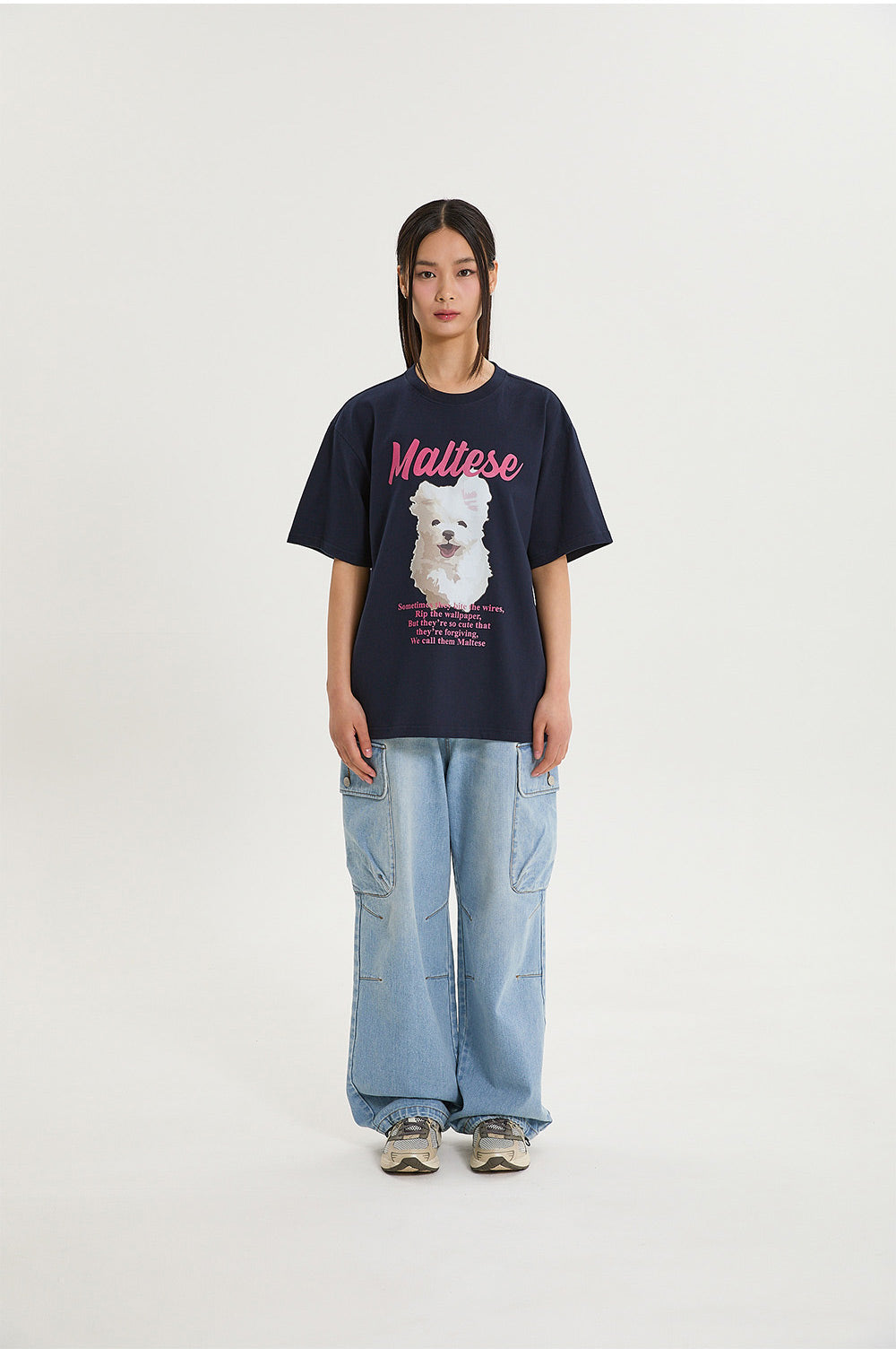 WAIKEI -  GOOREUM illustration half Sleeve T-shirt NAVY