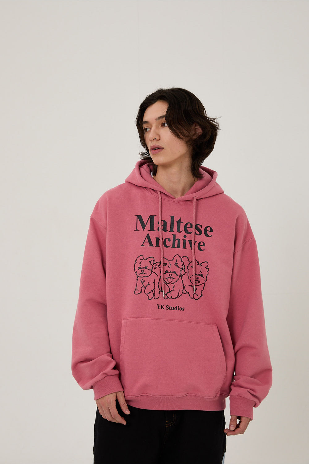 WAIKEI -  Maltese archive line graphic hood DUST PINK