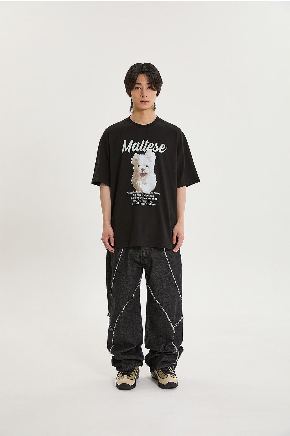 WAIKEI -  GOOREUM illustration half Sleeve T-shirt BLACK