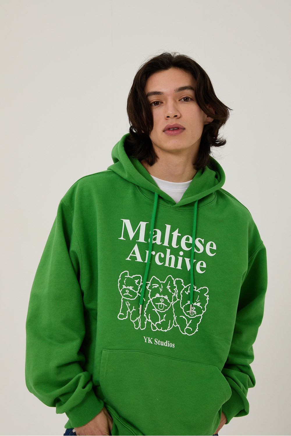 WAIKEI -  Maltese archive line graphic hood MOSS GREEN