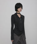FLAREUP - Asymmetrical Draped Shirt / Black