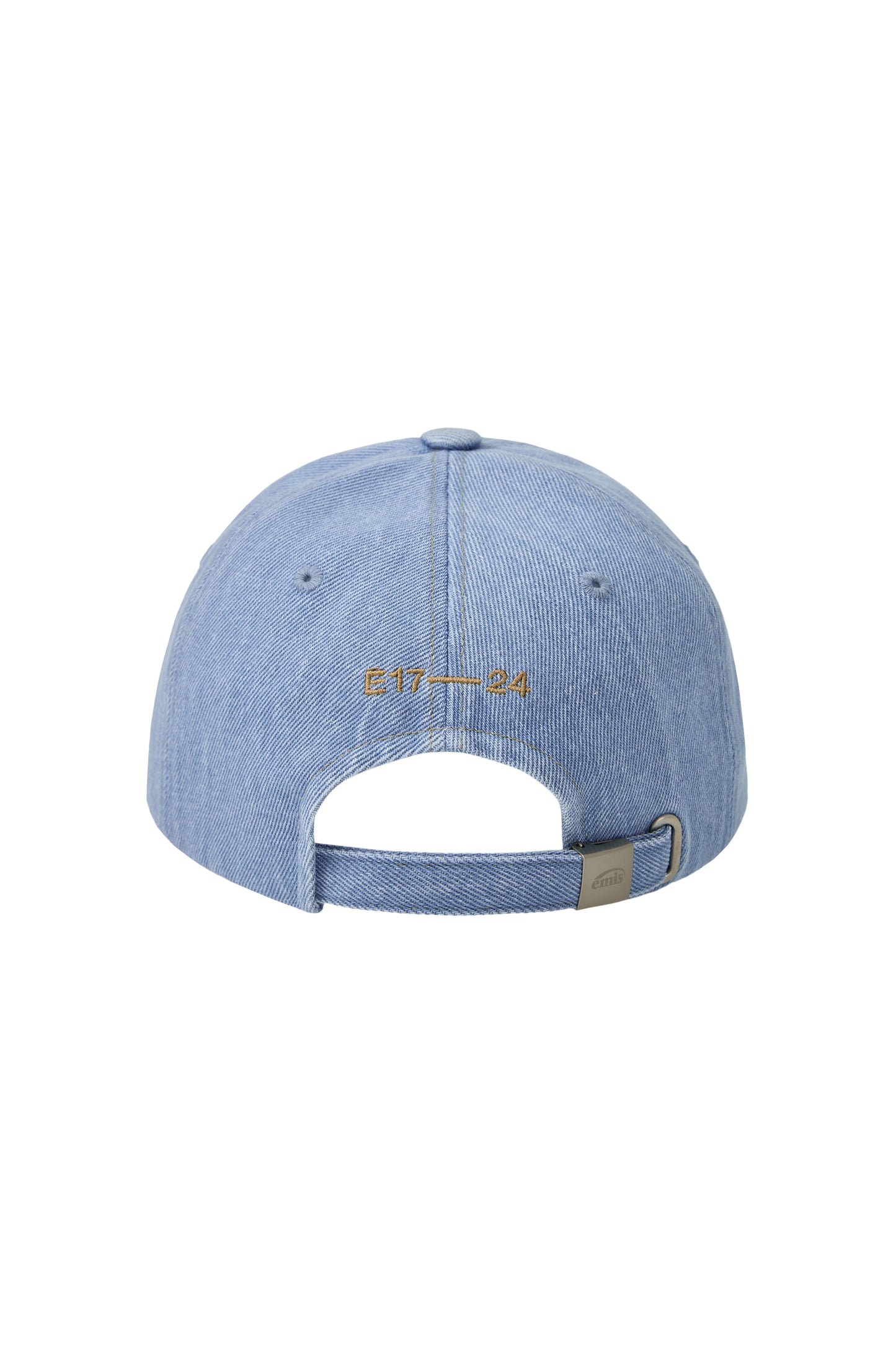 EMIS - WASHED DENIM BALL CAP-LIGHT BLUE DENIM/BROWN