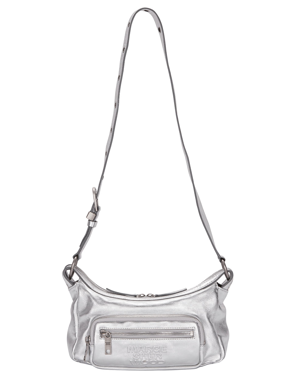 MARGESHERWOOD - OUTPOCKET HOBO MINI_metallic silver foiled plain