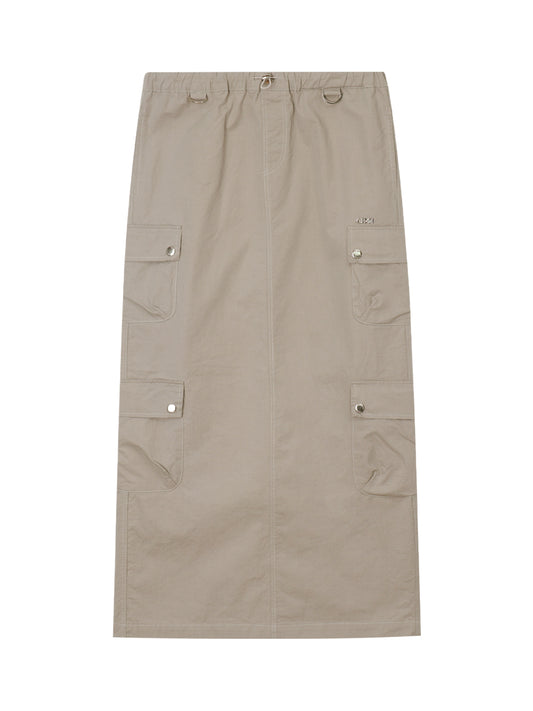 CRANK -  WASHED CARGO MAXI SKIRT_BEIGE