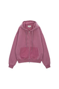 MATIN KIM -  PIGMENT DYING LOGO HOODY ZIP UP IN PINK