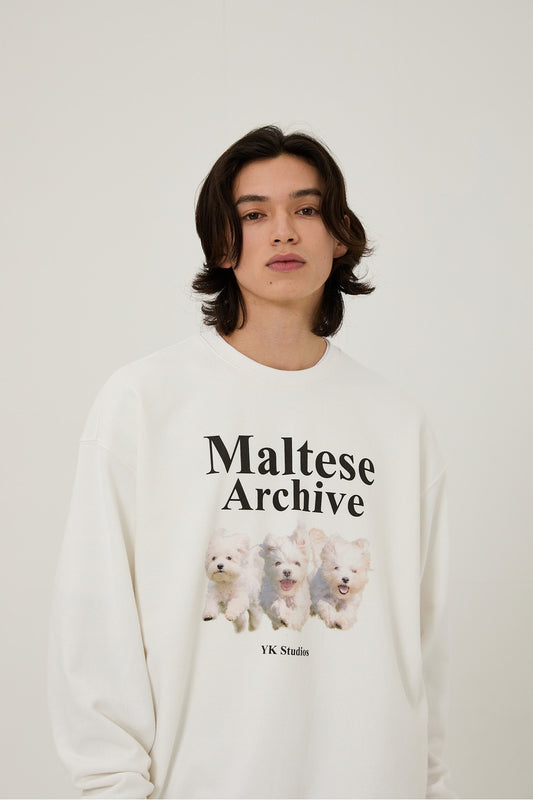 WAIKEI -  Maltese archive sweatshirts WHITE