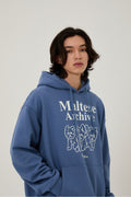 WAIKEI -  Maltese archive line graphic hood DUST BLUE