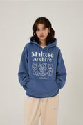 WAIKEI -  Maltese archive line graphic hood DUST BLUE