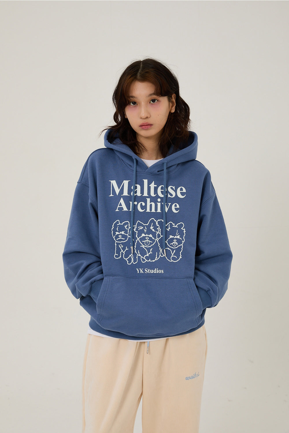 WAIKEI -  Maltese archive line graphic hood DUST BLUE