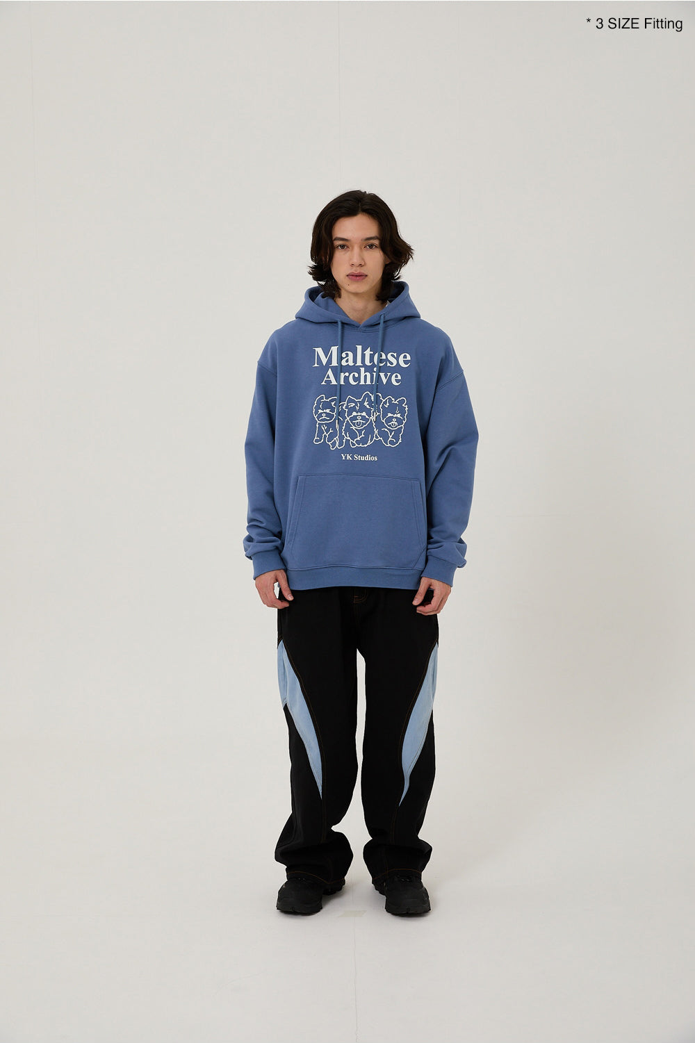 WAIKEI -  Maltese archive line graphic hood DUST BLUE