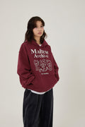 WAIKEI -  Maltese archive line graphic hood BURGUNDY