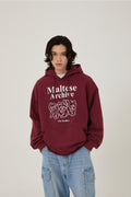 WAIKEI -  Maltese archive line graphic hood BURGUNDY