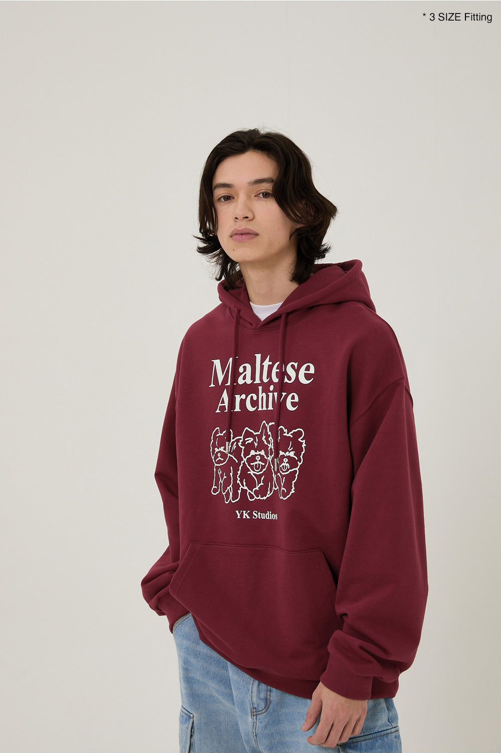 WAIKEI -  Maltese archive line graphic hood BURGUNDY