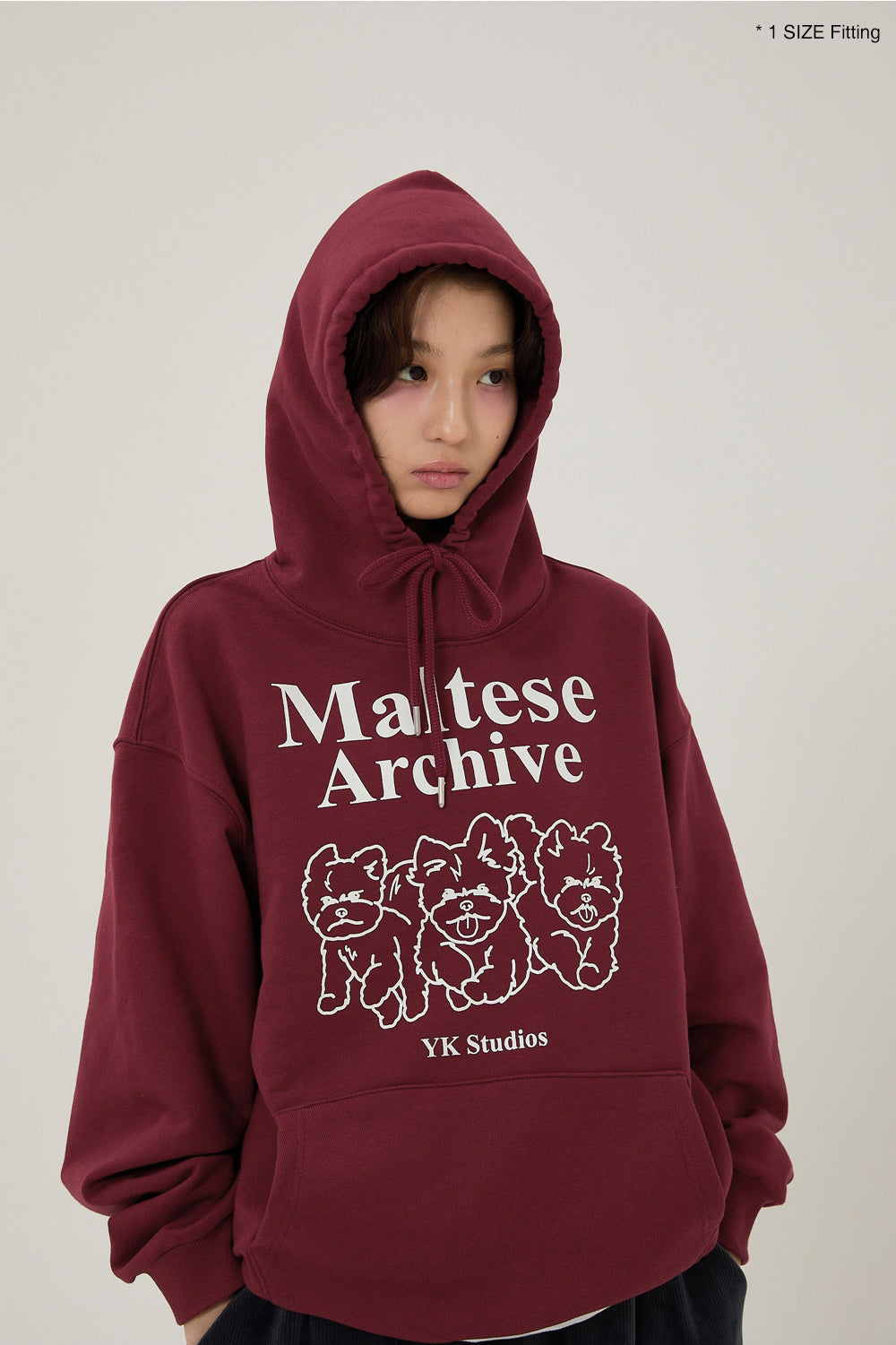 WAIKEI -  Maltese archive line graphic hood BURGUNDY