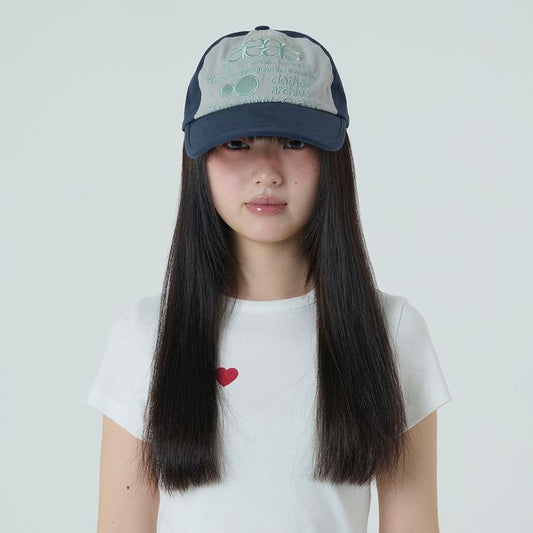 AEAE -  WEB LOGO 5 PANNEL BALL CAP [DARK NAVY/ASH]
