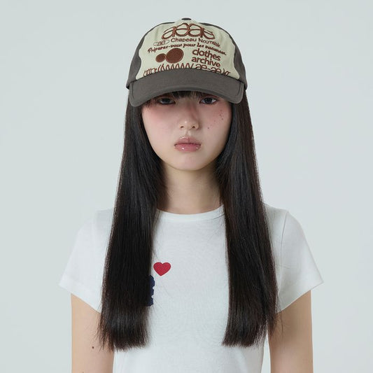 AEAE -  WEB LOGO 5 PANNEL BALL CAP [BROWN/IVORY]