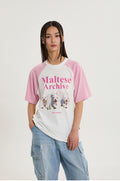 WAIKEI -  Maltese archive raglan half sleeve T-shirt LIGHT PINK