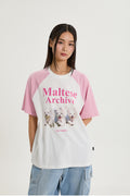 WAIKEI -  Maltese archive raglan half sleeve T-shirt LIGHT PINK