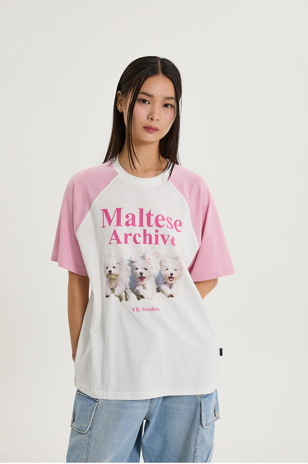 WAIKEI -  Maltese archive raglan half sleeve T-shirt LIGHT PINK