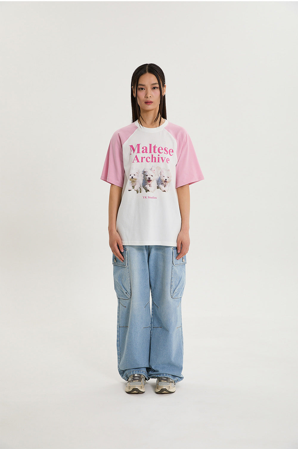 WAIKEI -  Maltese archive raglan half sleeve T-shirt LIGHT PINK