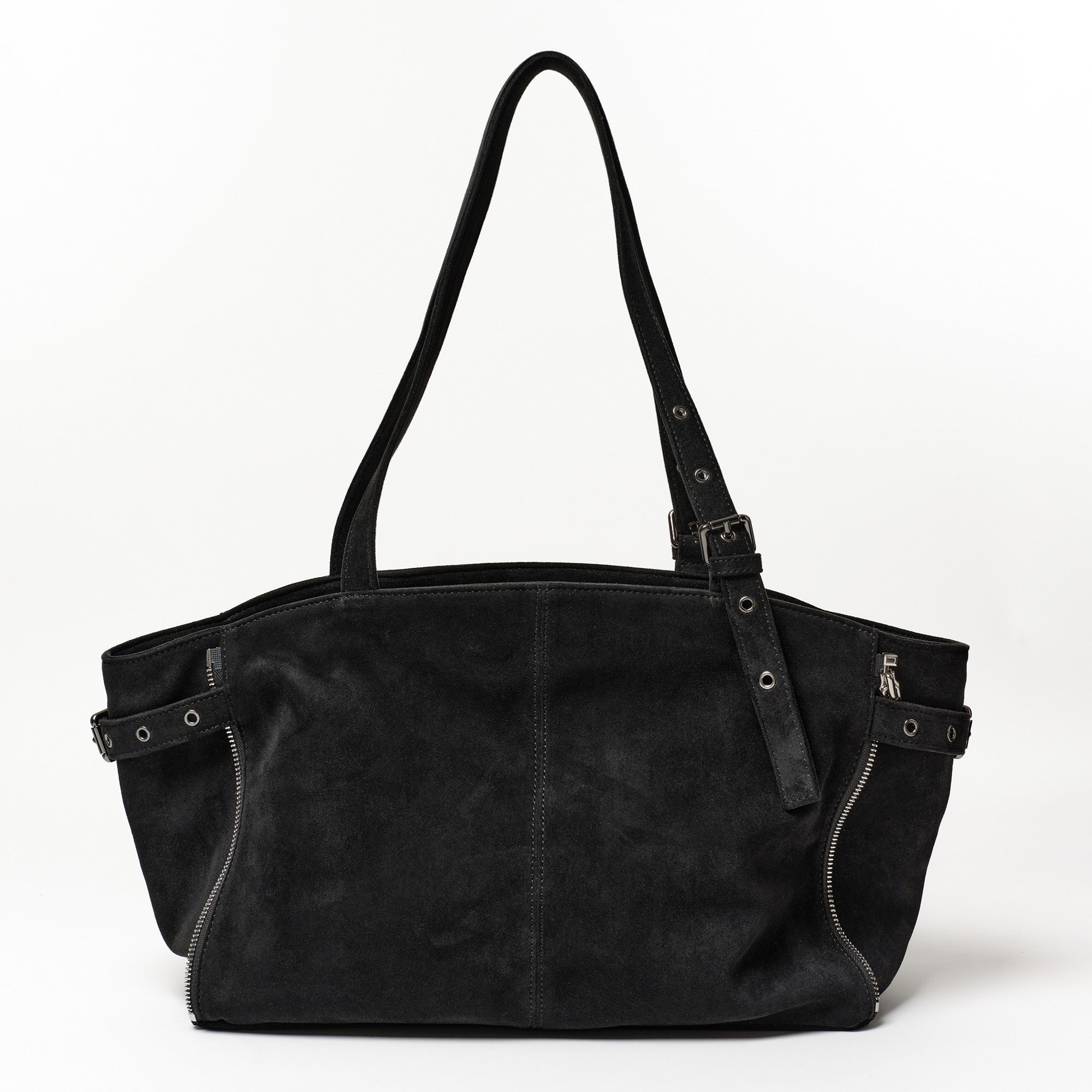 SAMO ONDOH Zipper Shopper Bag M Suede Black: Style