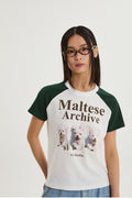 WAIKEI -  Maltese archive raglan half sleeve T-shirt GREEN