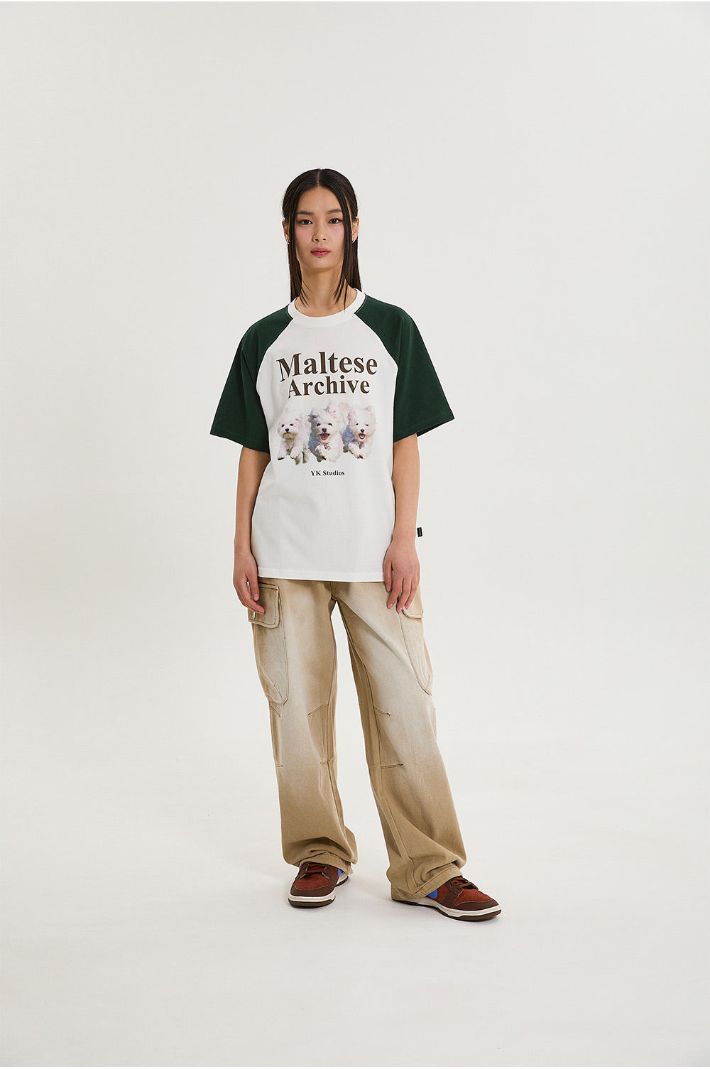 WAIKEI -  Maltese archive raglan half sleeve T-shirt GREEN