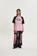 WAIKEI -  Maltese archive raglan half sleeve T-shirt BLACK PINK