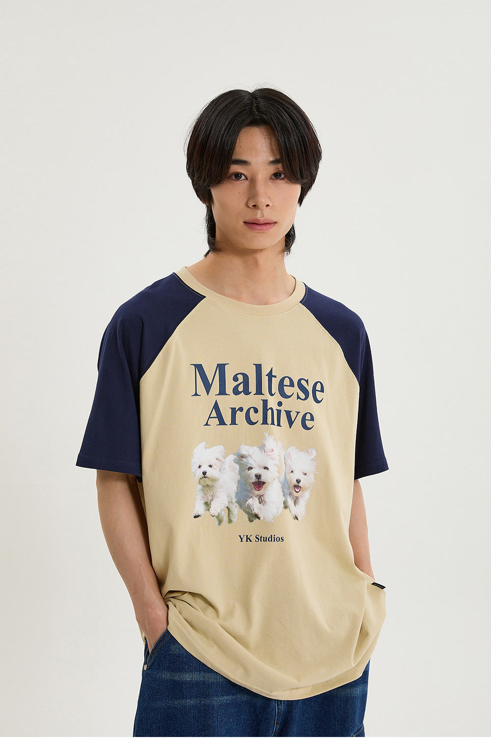 WAIKEI -  Maltese archive raglan half sleeve T-shirt BEIGE