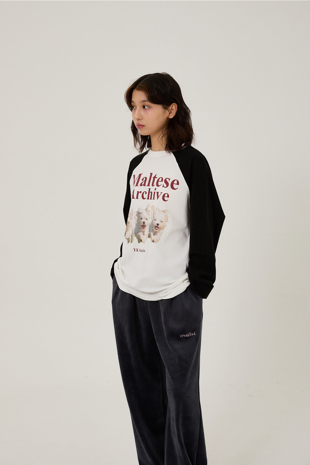 WAIKEI -  Maltese archive raglan long sleeve tshirts IVORY