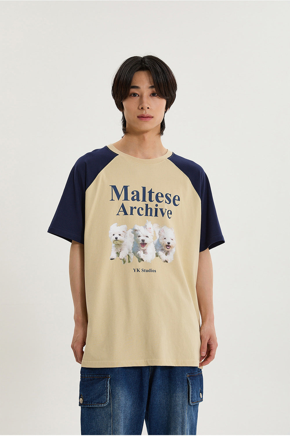 WAIKEI -  Maltese archive raglan half sleeve T-shirt BEIGE