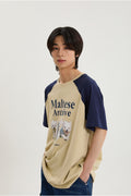 WAIKEI -  Maltese archive raglan half sleeve T-shirt BEIGE