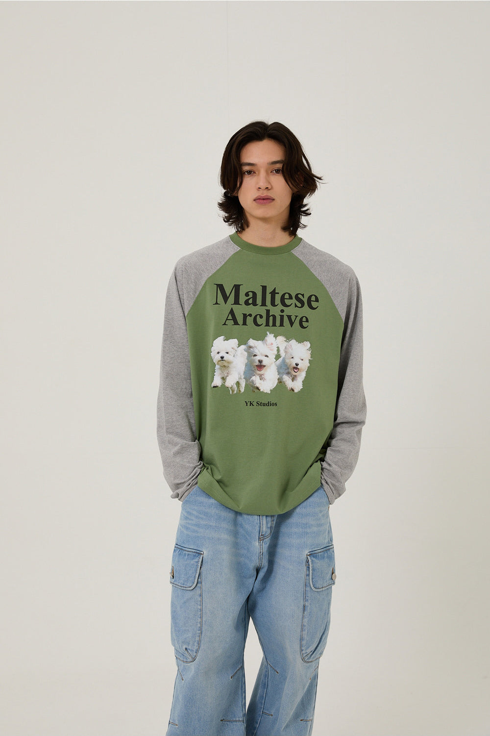 WAIKEI -  Maltese archive raglan long sleeve tshirts IVORY