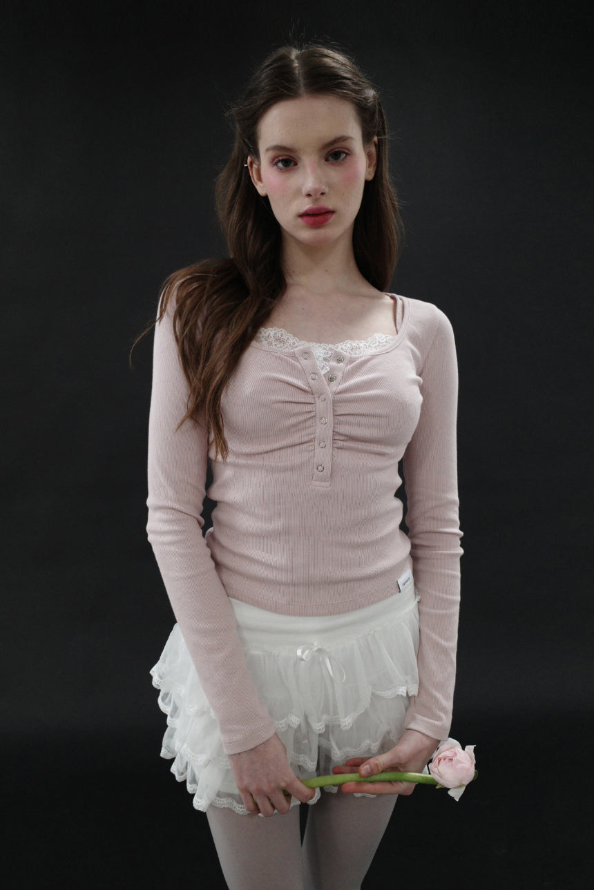 DRYROSE -  LACE RIBBON SLEEVELESS (PINK)