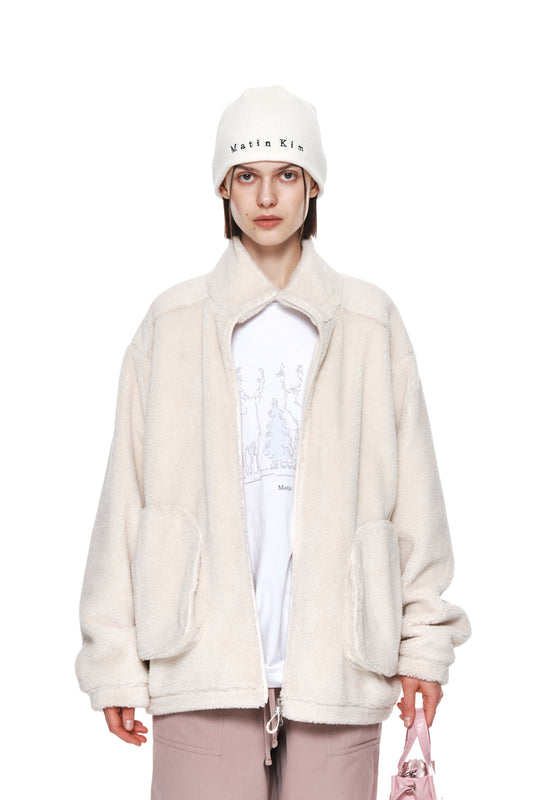 MATIN KIM -  MATIN FLEECE HIGH NECK JUMPER IN IVORY