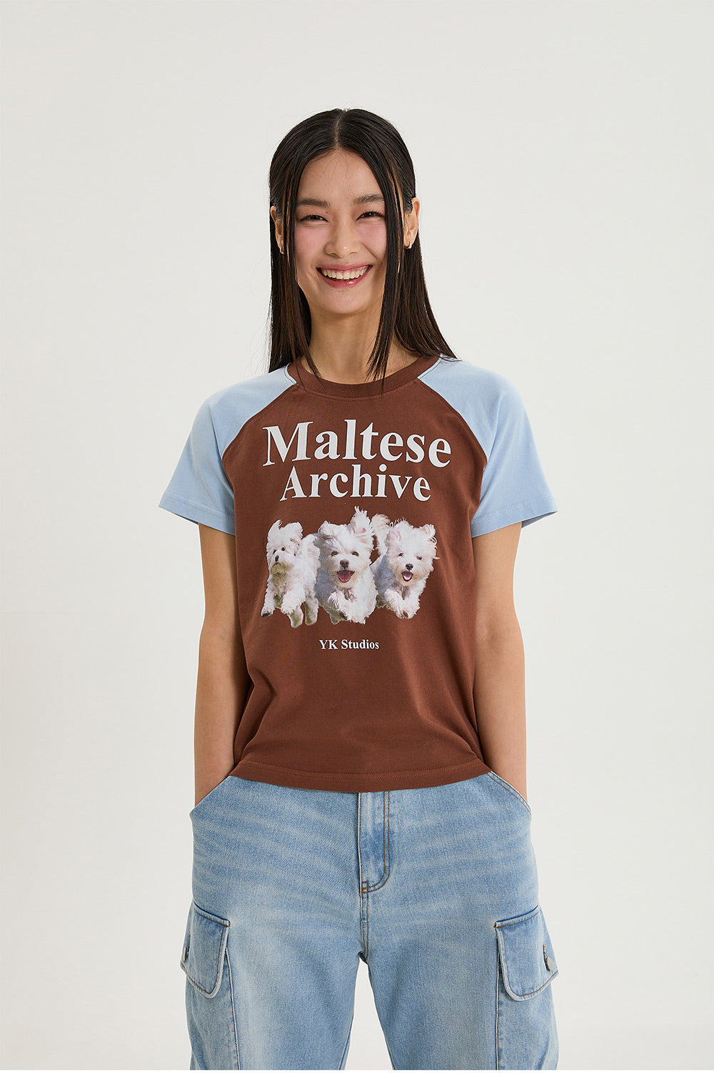 WAIKEI -  Maltese archive raglan half sleeve T-shirt BROWN