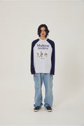 WAIKEI -  Maltese archive raglan long sleeve tshirts MELANGE WHITE