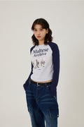 WAIKEI -  Maltese archive raglan long sleeve tshirts MELANGE WHITE