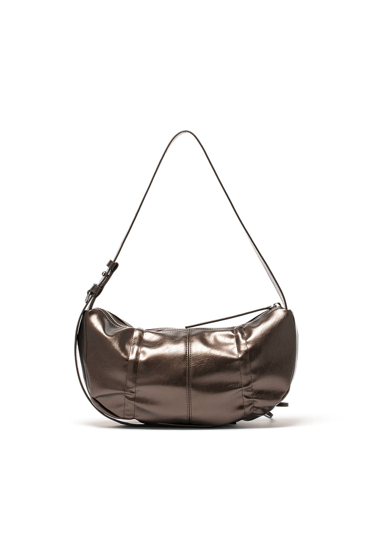 MATIN KIM - HALF SHIRRING RIBBON ROUND BAG IN BRONZE