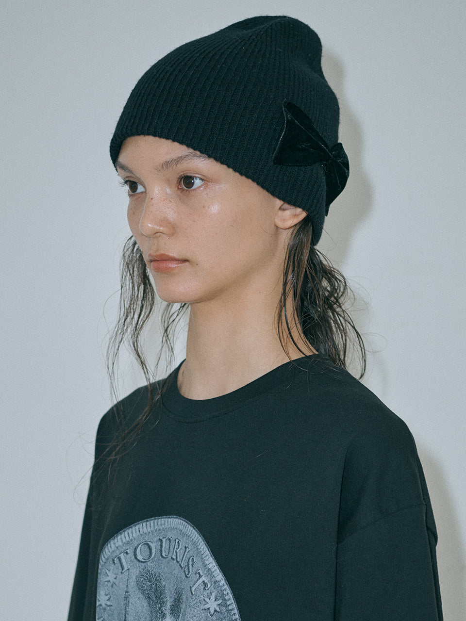 MARGESHERWOOD - RIBBON LOGO KNIT BEANIE_black