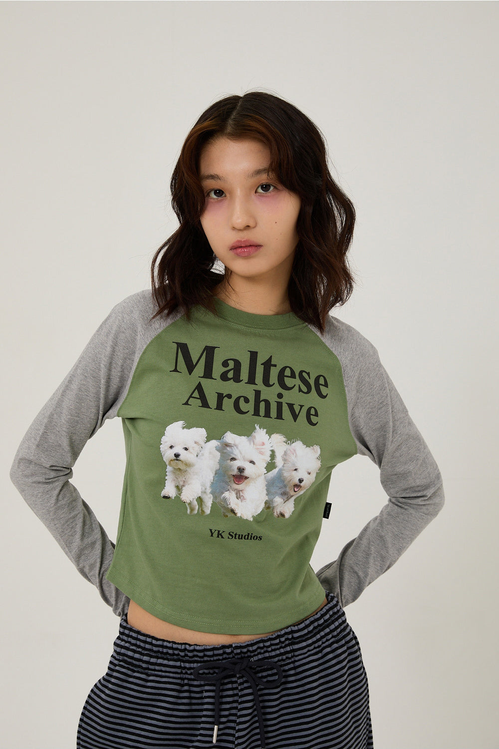 WAIKEI -  Maltese archive raglan long sleeve tshirts KHAKI