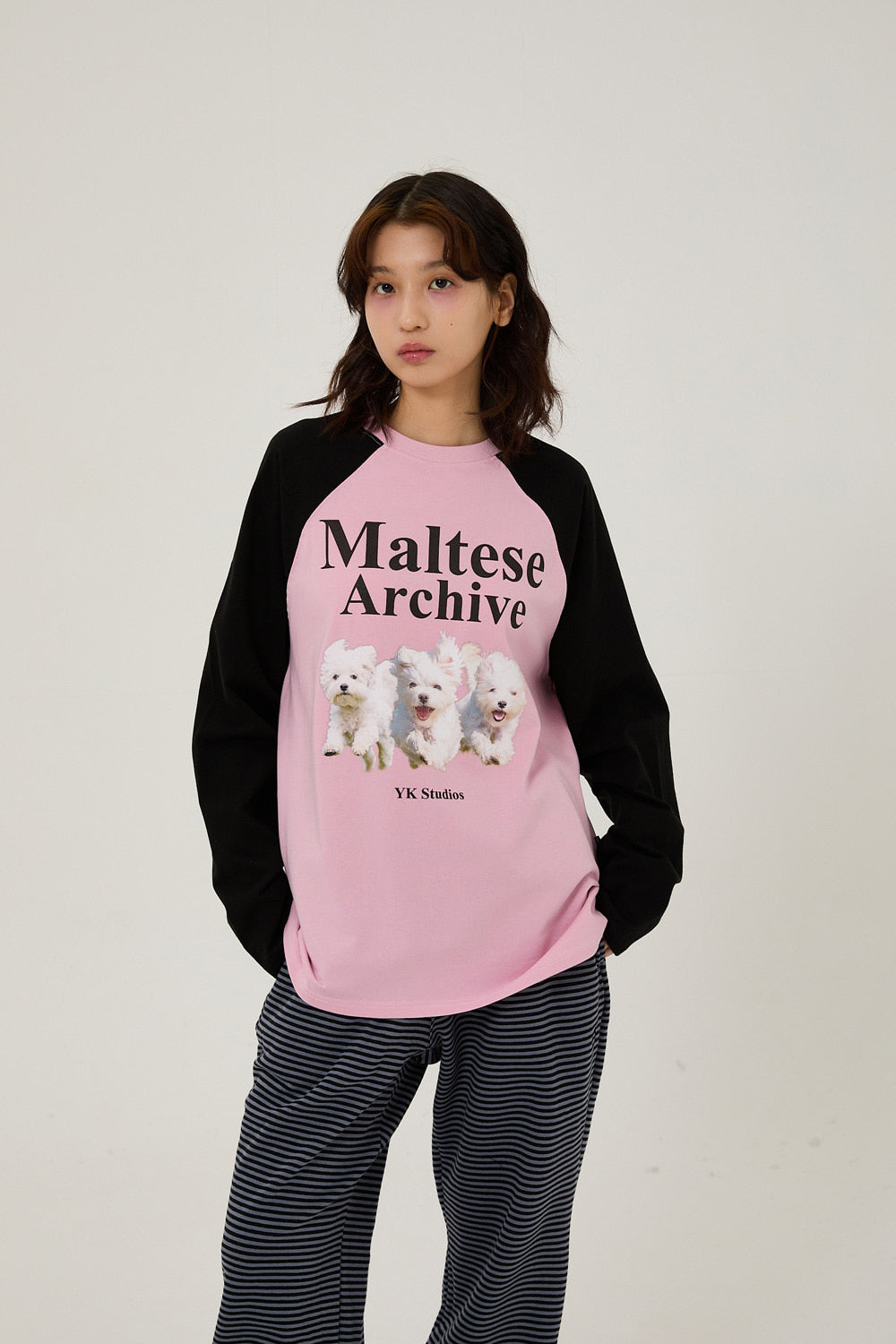 WAIKEI -  Maltese archive raglan long sleeve tshirts PINK