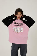 WAIKEI -  Maltese archive raglan long sleeve tshirts PINK