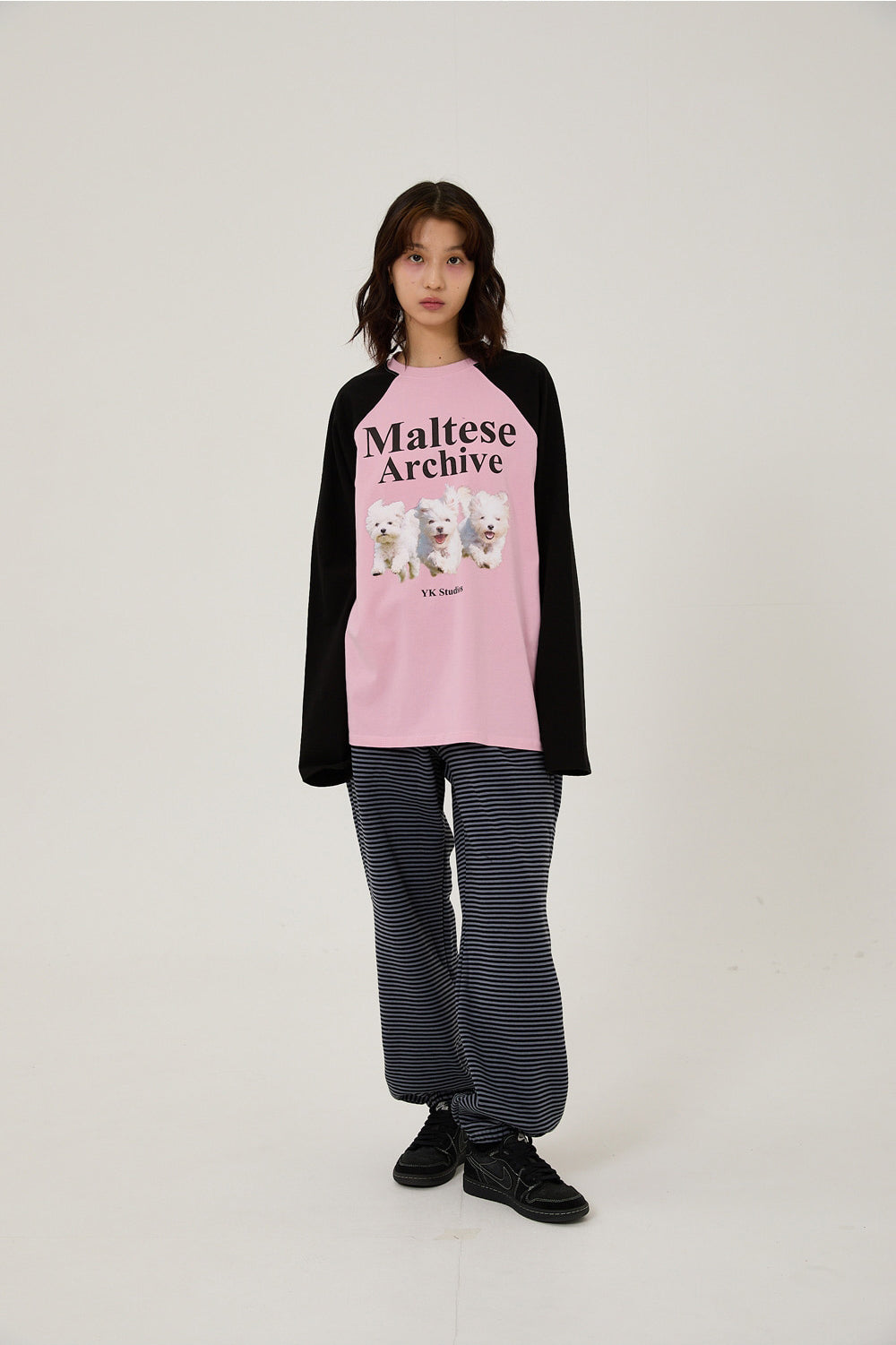 WAIKEI -  Maltese archive raglan long sleeve tshirts PINK